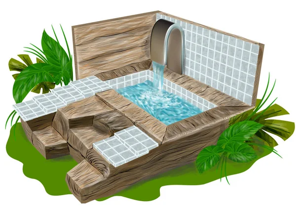 Μικρή πισίνα στον κήπο — Διανυσματικό Αρχείο