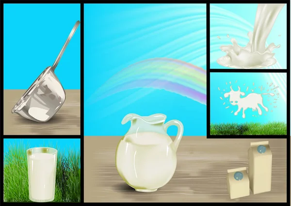 Ensemble de lait — Image vectorielle