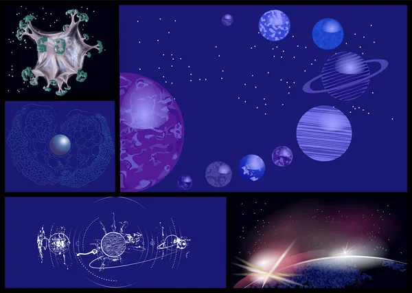 抽象的な惑星のセット — ストックベクタ
