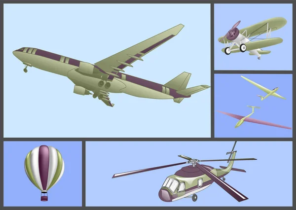 Conjunto de transporte aéreo — Vetor de Stock