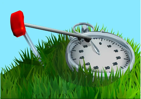 Cronometro su erba — Vettoriale Stock