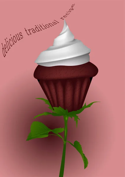 Cupcake as rose — Stock Vector