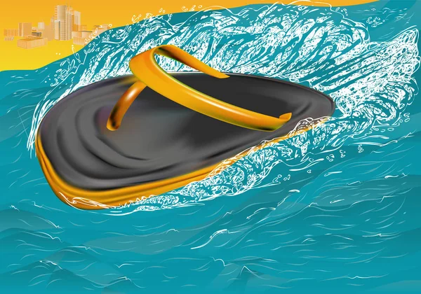 Chanclas en el mar — Vector de stock