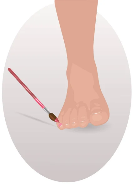 Pedikyr. foten och borste — Stock vektor