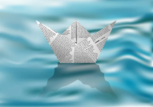 Barca de hârtie pe apă — Vector de stoc