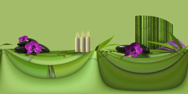 Wellness-Hintergrund mit Bambus und Orchideen. hdri-Karte — Stockfoto