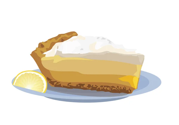 Lemon pie. Lemmon kue di piring - Stok Vektor