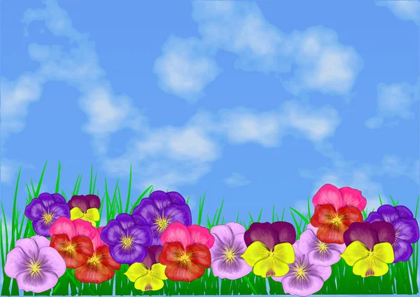 天空和鲜花 — 图库矢量图片