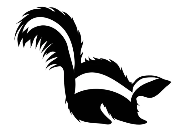 Skunk Silhuett Isolerad Vit Bakgrund — Stock vektor