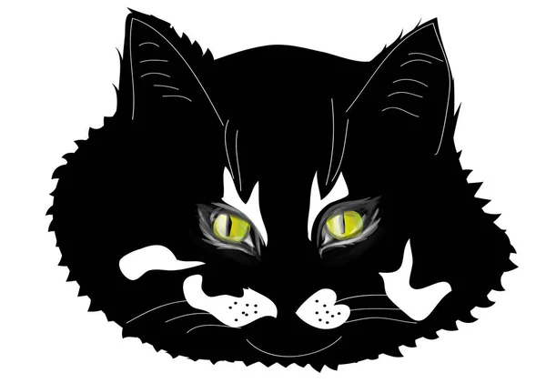 Gato Negro Aislado Sobre Fondo Blanco — Vector de stock