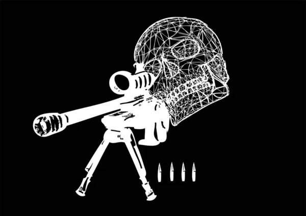 Crâne Sniper Blanc Isolé Sur Fond Blanc — Image vectorielle