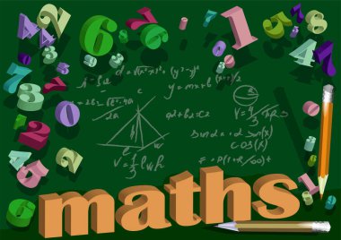Sayılı matematik arkaplanı. Yeşil arka planda el çizimi bilim formülleri.