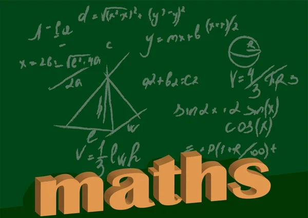 Matemáticas Fondo Fórmulas Ciencia Dibujadas Mano Sobre Fondo Verde — Vector de stock