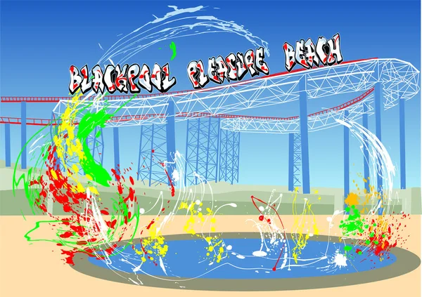 Blackpool Pleasure Beach Abstaract Multicolor Vector Background — Stock Vector