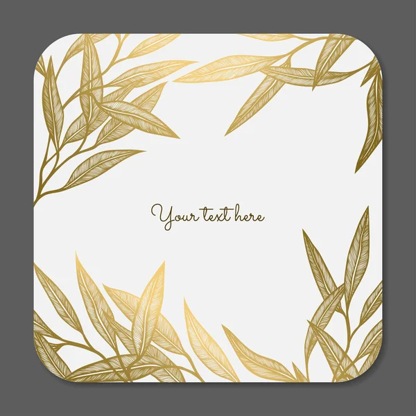 Bladgoud. Vector decoratieve collectie van floral frame. — Stockvector