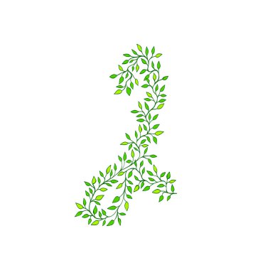 İki numara. Yaprak ve dal yapılmış yeşil öğesi.