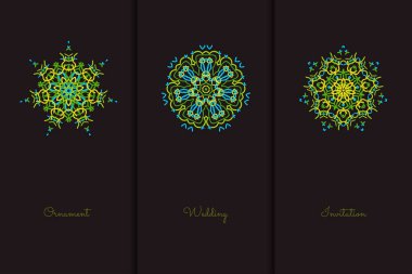 Tasarım şablonu için vektör öğeleri. Süslü dekorasyonu için davetiye, tebrik kartları, sertifika, Etiketler, rozetleri, Etiketler