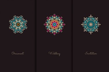 Tasarım şablonu için vektör öğeleri. Süslü dekorasyonu için davetiye, tebrik kartları, sertifika, Etiketler, rozetleri, Etiketler.