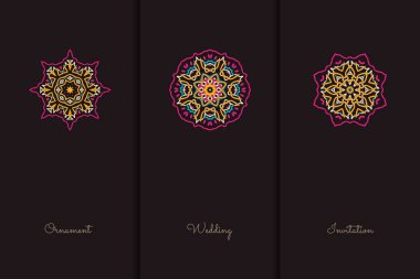 Tasarım şablonu için vektör öğeleri. Süslü dekorasyonu için davetiye, tebrik kartları, sertifika, Etiketler, rozetleri, Etiketler.