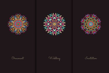 Tasarım şablonu için vektör öğeleri. Süslü dekorasyonu için davetiye, tebrik kartları, sertifika, Etiketler, rozetleri, Etiketler.