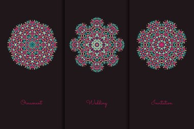 Tasarım şablonu için vektör öğeleri. Süslü dekorasyonu için davetiye, tebrik kartları, sertifika, Etiketler, rozetleri, Etiketler.