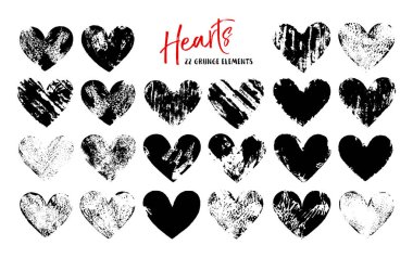 Grunge kalpler kümesi. Siyah akrilik vektör izole üzerinde beyaz lekeler. Siyah dokulu tasarım öğeleri