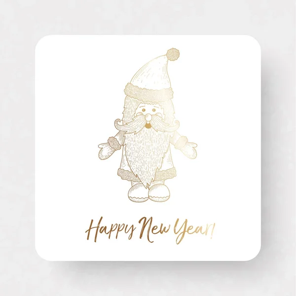 Cartão de ouro com texto Feliz Ano Novo — Vetor de Stock