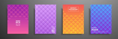 Colorful placard templates set with graphic geometric elements. Applicable for brochures, flyers, banners, covers, notebooks, book and magazine. clipart