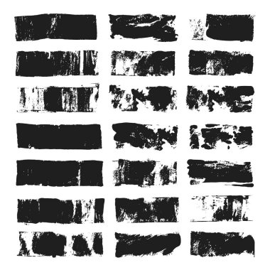 Dikdörtgen metin kutusu büyük kümesi. Grunge boya şerit. Vektör fırça darbesi. Metniniz için yer ile siyah grunge noktalar. Noktalar boya silindiri ve siyah akrilik oluşturduk. Tasarım öğeleri