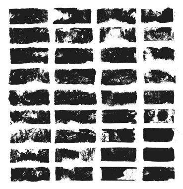 Dikdörtgen metin kutusu büyük kümesi. Grunge boya şerit. Vektör fırça darbesi. Metniniz için yer ile siyah grunge noktalar. Noktalar boya silindiri ve siyah akrilik oluşturduk. Tasarım öğeleri.