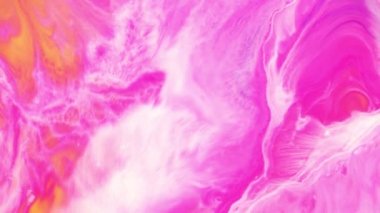 Mixed paint flow abstract background footage. Contemporary fluid art. Yellow, white and pink acrylic flow animation. Colorful liquid marbling motion creative backdrop.