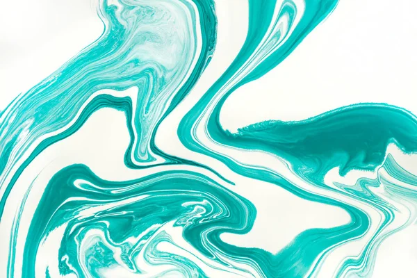 Menta verde y blanco pintura jaspeado flujo de fondo . — Foto de Stock