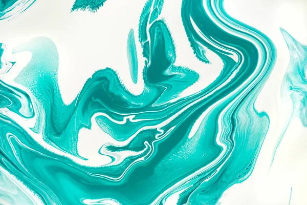 Menta verde y blanco pintura jaspeado flujo de fondo . — Foto de Stock