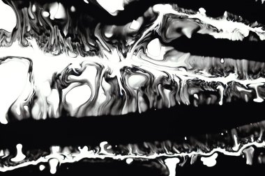 Siyah ve beyaz alkol mermer kaplama. Sıvı dalgalar ve en az illüstrasyon. Soyut akışkan sanat. Akrilik ve yağ akışı monokrom çağdaş arkaplan.