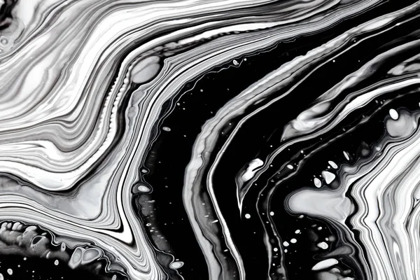 Monokolor alkohol bläck marmor raster bakgrund. Flytande vågor och fläckar minimalistisk illustration. Svart och vitt abstrakt flytande konst. Akryl och olja färg flöde monokrom samtida bakgrund. — Stockfoto