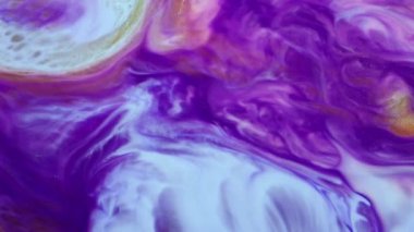 Blue, purple and golden acrylic flow animation. Motion mixed colorful backgrounds. Liquid paint patterns of moving surface. Abstract mixture paint with flow metamorphosis. Flowing in chaotic.