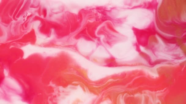 Modern fluid artwork. Abstract textures with colourful waves. Colourful background art. Textures with fluid oil paints and acrylic paint flow animation. Pink, gold and white iridescent artwork. — Stock Video