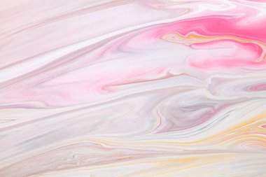 Fluid art texture. Abstract backdrop with mixing paint effect. Liquid acrylic artwork with trendy mixed paints. Can be used for website background. Lavender, pink and white overflowing colors. clipart