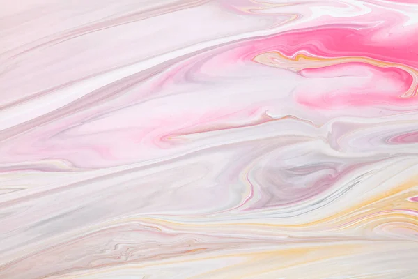 Fluid art texture. Abstract backdrop with mixing paint effect. Liquid acrylic artwork with trendy mixed paints. Can be used for website background. Lavender, pink and white overflowing colors.