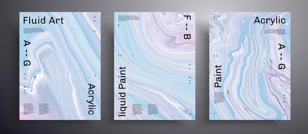 Abstraktes Vektor-Banner, Textur-Set von Fluid Art Covers. Künstlerischer Hintergrund, der für Designeinband, Plakat, Broschüre usw. geeignet ist. Blauer, weißer und pinkfarbener Universalmalerei-Hintergrund. — Stockvektor