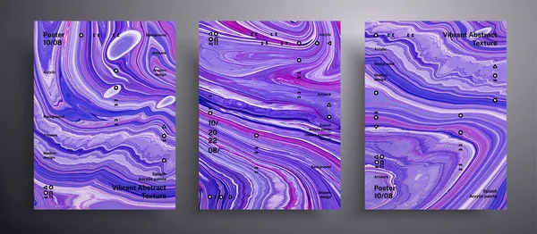 Banner acrílico abstracto, paquete de textura de vectores de arte fluido. Hermoso fondo que se aplica para la cubierta de diseño, invitación, volante y etc. Obra de arte iridiscente creativa púrpura, rosa y azul . — Vector de stock
