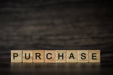 karanlık wo hafif ahşap küpleri oluşan kelime satın alma