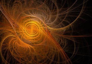 siyah arka plan üzerinde fraktal turuncu soyut girdaplar