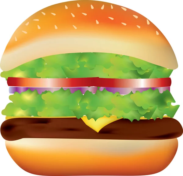 Grand hamburger sur fond blanc — Image vectorielle
