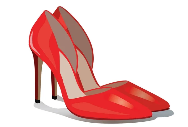 Par de sapatos de salto alto vermelho —  Vetores de Stock