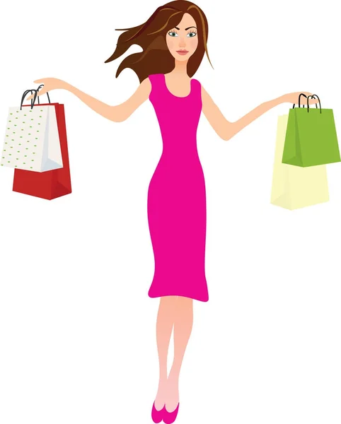Mädchen mit Einkaufstüten — Stockvektor