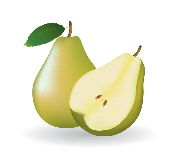 Whole pear and a half — Stock Vector