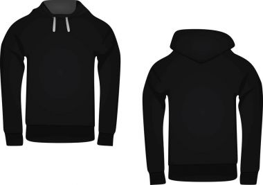 Beyaz arka planda siyah hoodie 