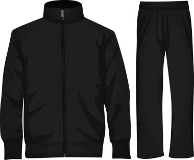 Black tracksuit on white background clipart
