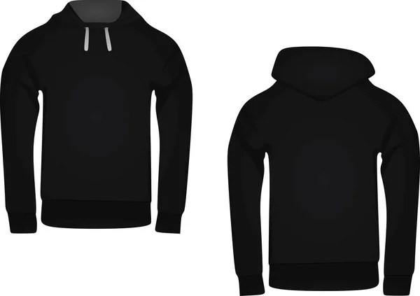 Sudadera con capucha negra sobre fondo blanco — Vector de stock